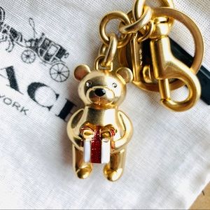 COACH 🐻💎🎁 Bear Gift Bling keychain charm NWT